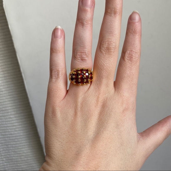 Vintage 5/6 Real Gold Garnet Ring Jan Birthstone - Picture 6 of 10